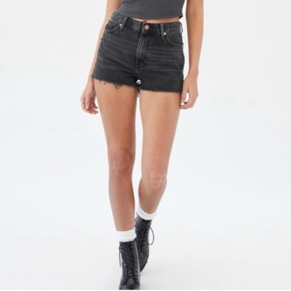Urban Outfitters BDG High Rise Denim Shorts Girlfriend Washed Black Cut Off 25
